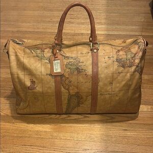 Vintage Alviero Martini Map Print Travel Bag